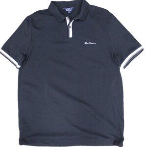 BEN SHERMAN REGULAR FIT 100% COTTON SMOOTH KNIT SHIRT BLACK & WHITE LARGE, L